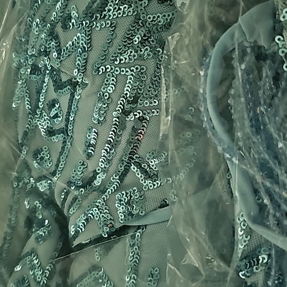 Blue, Geometric Print, Strapless,  Sleeveless, Beaded,   Contrast Sequin… - Picture 16 of 16